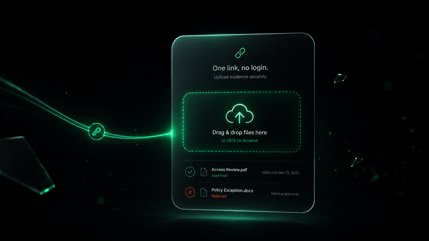 The Control Owner portal — a no-login page to upload requested evidence