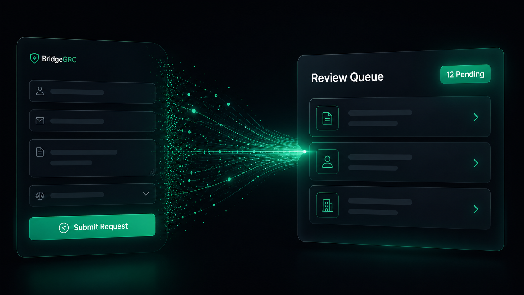 A no-login data-collection form alongside the DPO review queue